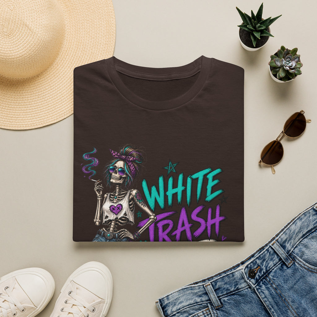 White Trash But Still Breathing – Teal & Purple Skeleton Graphic Tee