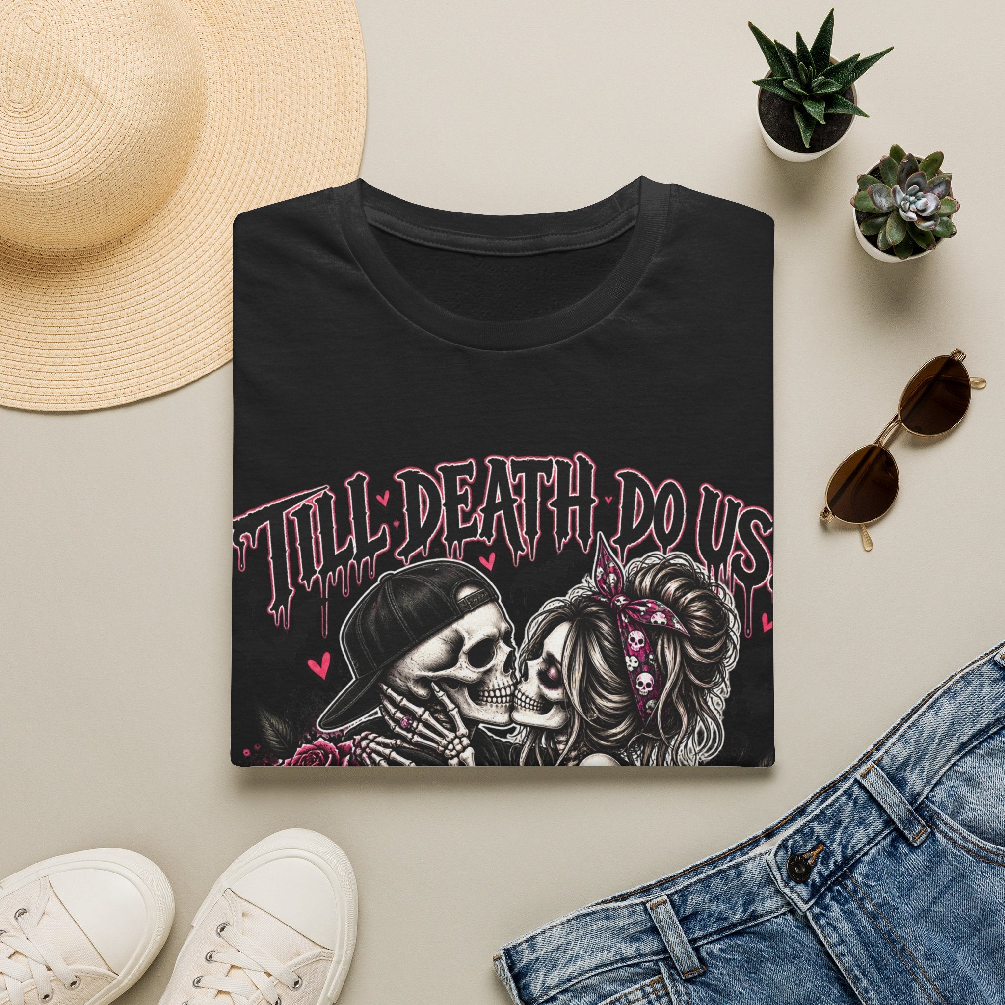 Till Death Do Us… Gothic Skeleton Couple T-Shirt | Dark Humor Graphic Tee