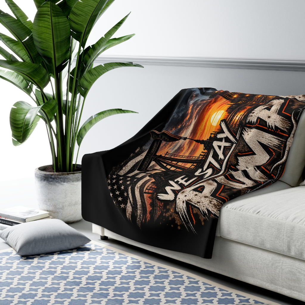 We Stay Pumping Sherpa Blanket – Oilfield Blue Collar Throw Blanket
