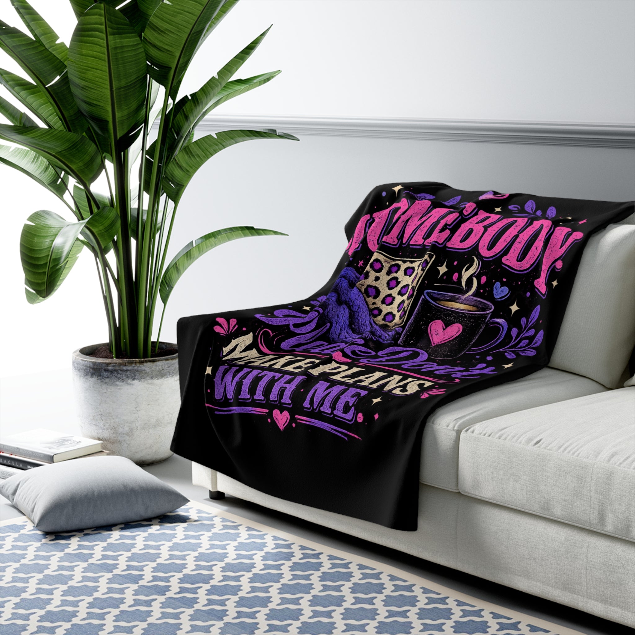 Homebody Sherpa Fleece Blanket – Please Don’t Make Plans With Me Cozy Blanket