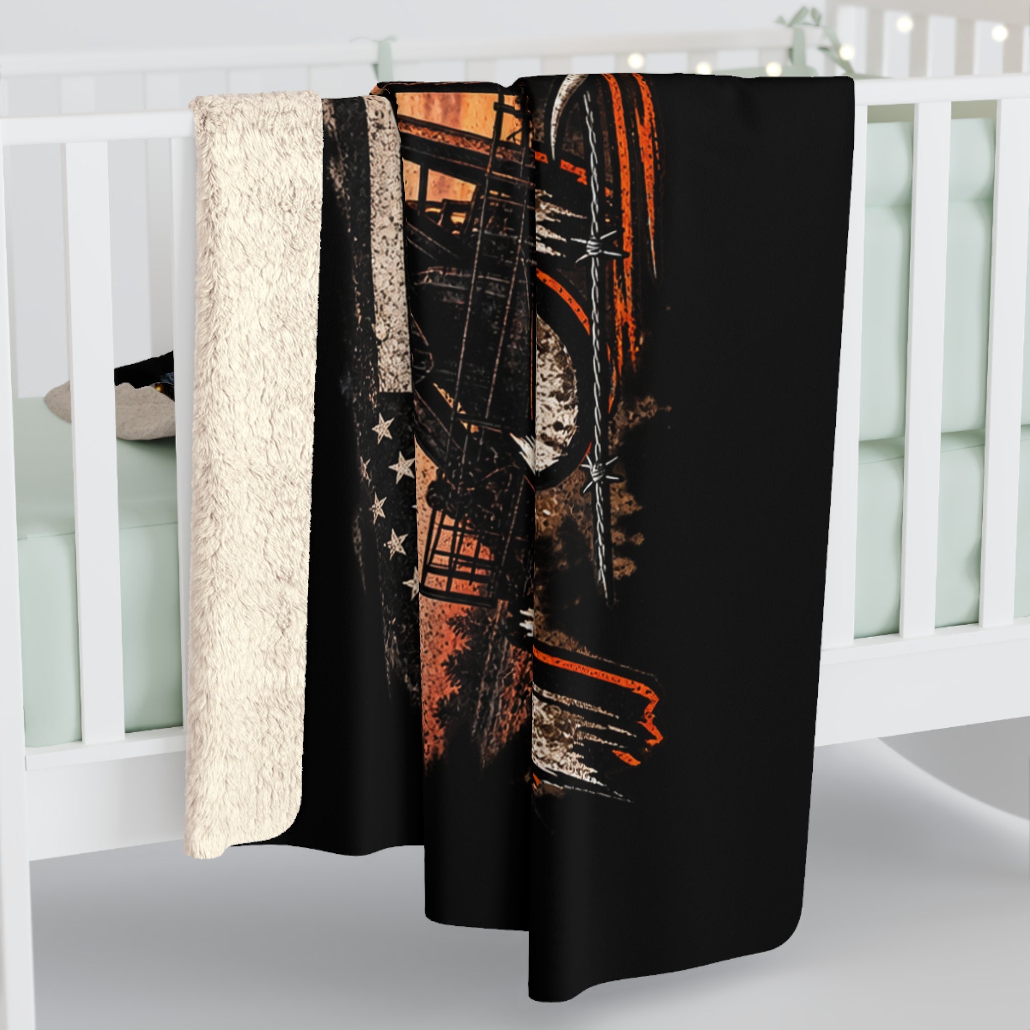 We Stay Pumping Sherpa Blanket – Oilfield Blue Collar Throw Blanket